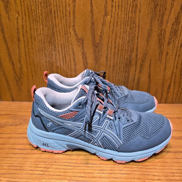 Asics Gel-Venture 8 Running Shoes Sneakers Womens Size 8 Gray Pink Orange Trail - Picture 2 of 10